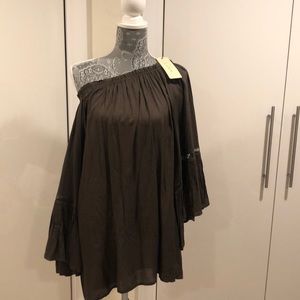 Peasant style olive green blouse